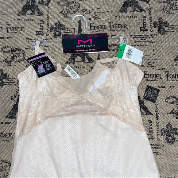 Maidenform NWT! Sexy Lace Firm Control WYOB Champagne Shimmer/Ivory Romper - Picture 4 of 15